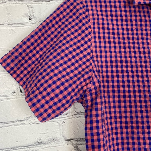Daniel Cremieux Purple & Coral Buffalo Plaid Button Down Dress Shirt size Large - Picture 3 of 7